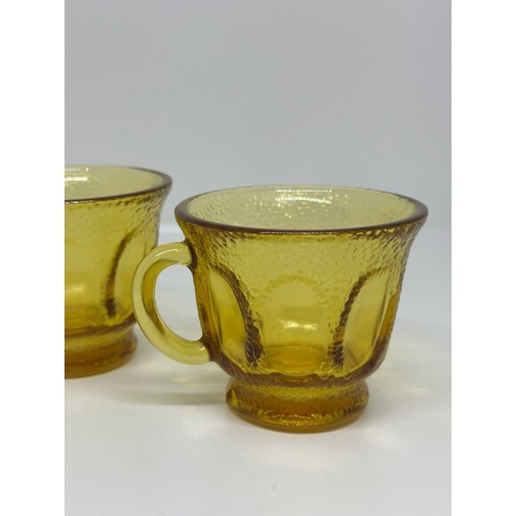 VTG Hazel Atlas Golden Pebble-Stone Amber Coffee Tea Mugs Set of 2 Decor MCM - Picture 2 of 7